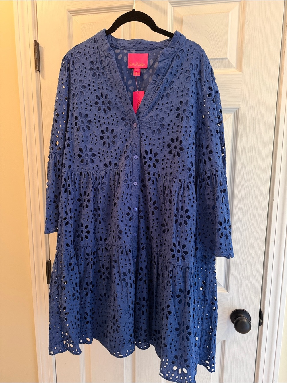 Lilly Pulitzer Blue Eyelet Tiered Dress
